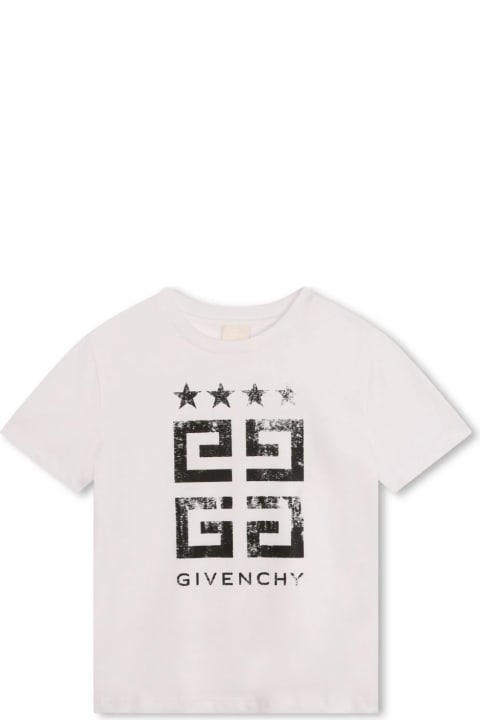 Givenchy Kids Givenchy White T-shirt With Black Givenchy 4g Print