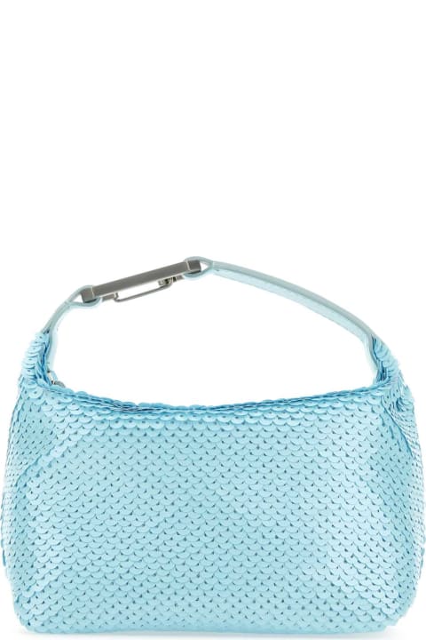 EÉRA Totes for Women EÉRA Pastel Light-blue Sequins Moonbag Handbag