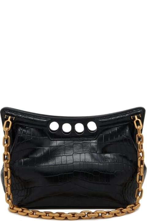 Fashion for Women Alexander McQueen Black Small The Peak Bag With Crocodile Effect