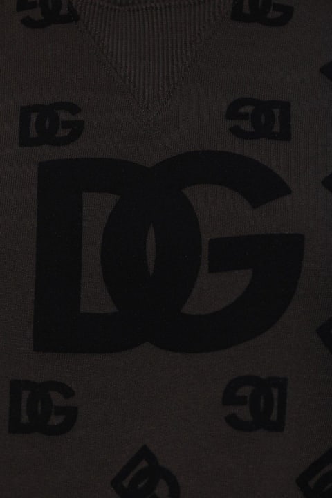 Fleeces & Tracksuits for Women Dolce & Gabbana Dg Logo Flocked Jersey Sweatshirt