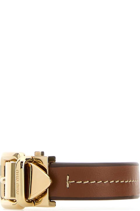 أساور لـ السيدات Miu Miu T Wo-tone Metal And Leather Bracelet