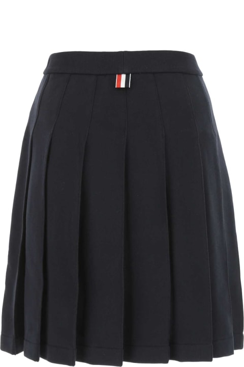 Clothing for Women Thom Browne Navy Blue Cotton Mini Skirt