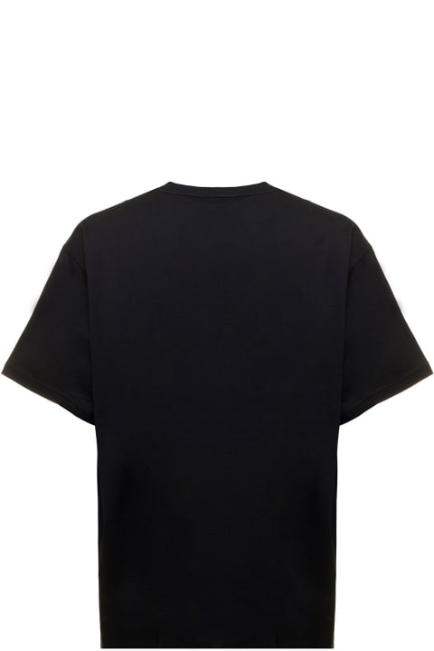Harriston Black Cotton  T-shirt  With Logo Print Man Burberry