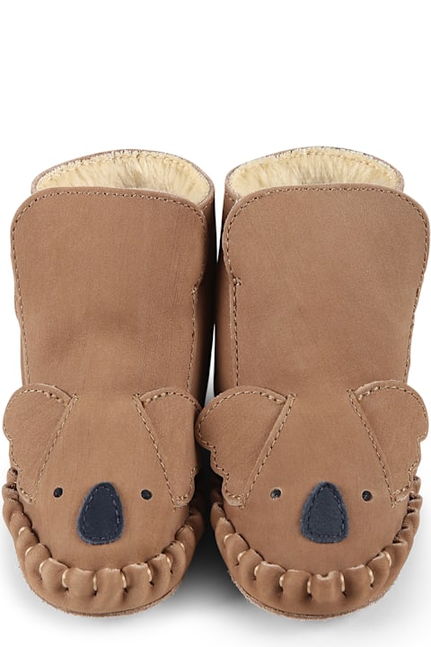 Donsje for Kids Donsje Brown Ankle Boots For Babykids With Koala