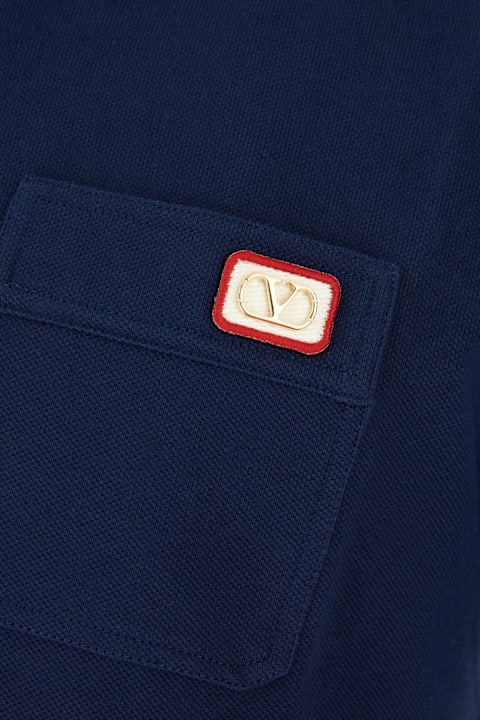 Valentino Garavani Midnight Blue Cotton Polo Shirt | italist