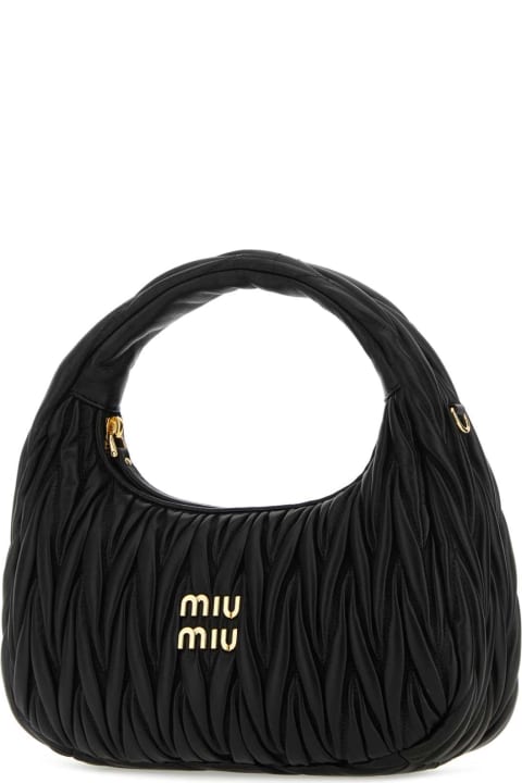 Totes for Women Miu Miu Black Nappa Leather Miu Wander Handbag