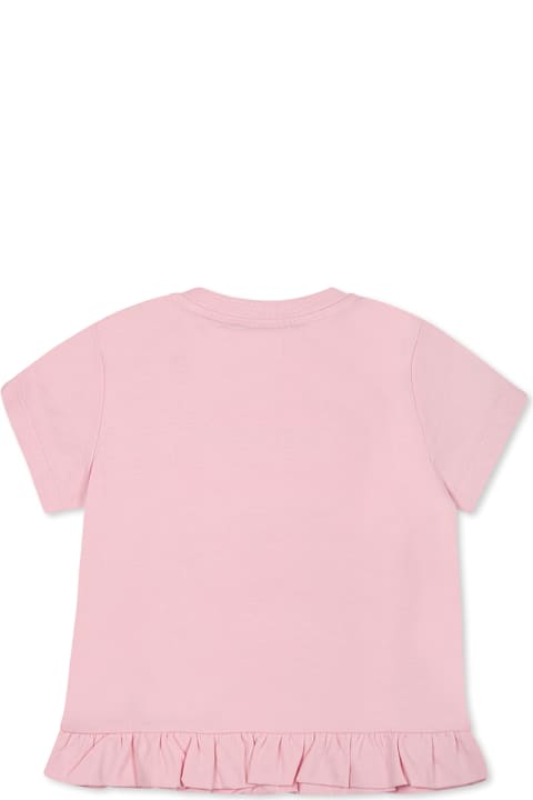 Balmain T-Shirts & Polo Shirts for Baby Girls Balmain Pink T-shirt For Baby Girl With Gold Logo