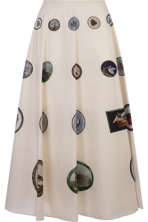 Skirts for Women Giambattista Valli White Midi Skirt With Micromosaic Print