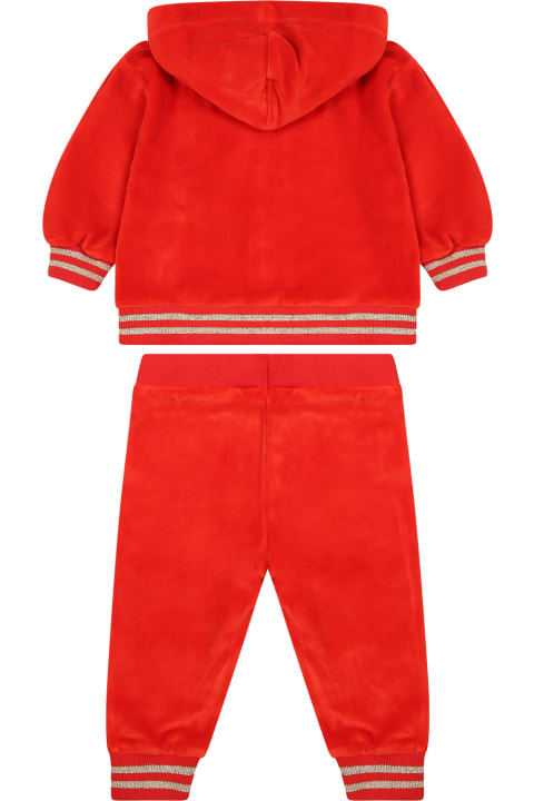 Moschino Bottoms for Baby Girls Moschino Red Suit For Baby Girl With Teddy Bear