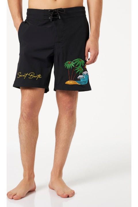MC2 Saint Barth Swimwear for Men MC2 Saint Barth Man Comfort And Stretch Surf Shorts With Palm Print
