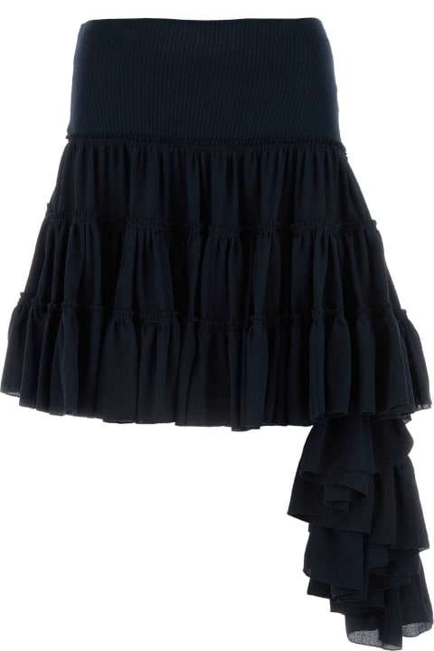 Loewe for Women Loewe Midnight Blue Silk Mini Skirt