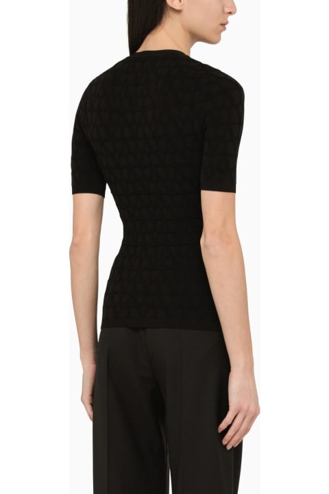 Valentino Clothing for Women Valentino Black Crew-neck Sweater With Toile Iconographe Motif