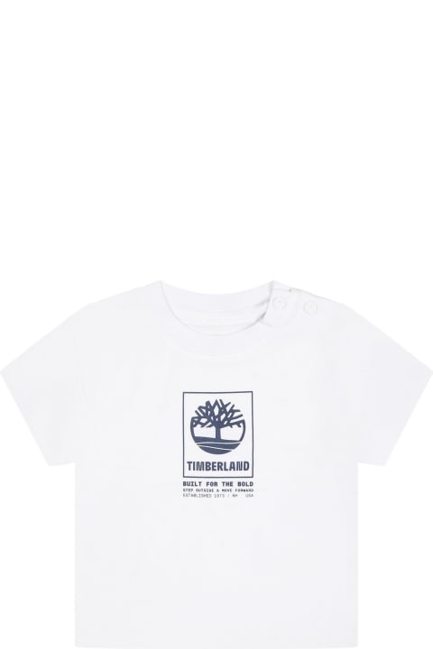 Topwear for Baby Girls Timberland White T-shirt For Baby Boy With Logo