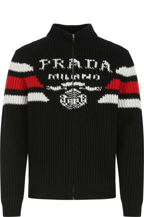 Sweaters for Men Prada Black Cashmere Cardigan