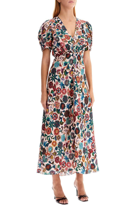 Saloni Clothing for Women Saloni 'lea' Long Dress In Printed Silk