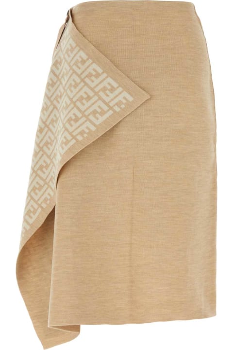 Fendi Women Fendi Camel Wool Blend Skirt