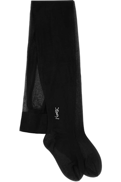 ملابس داخلية وملابس النوم لـ السيدات Saint Laurent Black Stretch Nylon Tights Jumpsuit