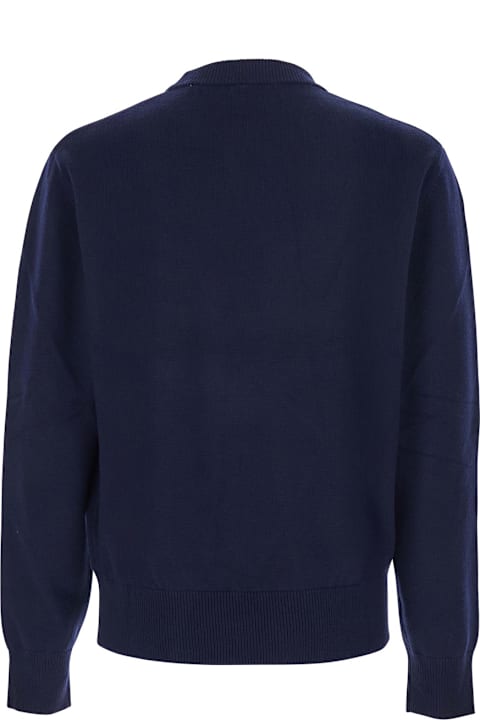 Homeware Sunflower Blue Crew Neck Sweater With Dropped Shoulder In Wool Blend Man