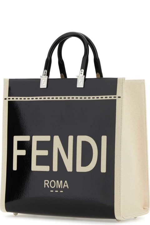 ウィメンズ トートバッグ Fendi Two-tone Canvas Medium Sunshine Shopping Bag