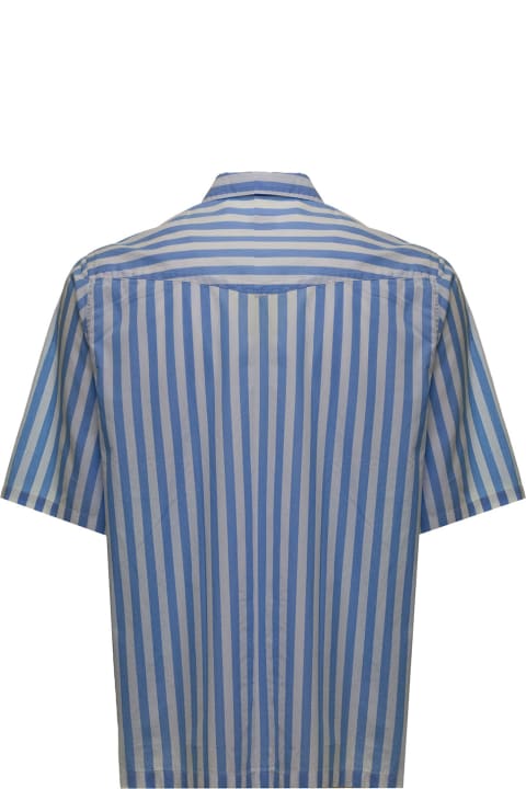 Officine Generale Man's Striped  Organic Cotton Poplin Shirt