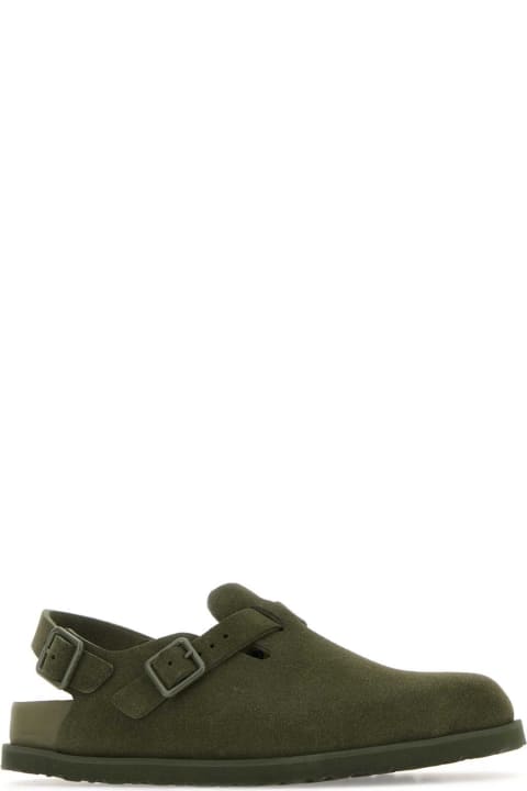Other Shoes for Men Birkenstock Army Green Suede Tokio Slippers