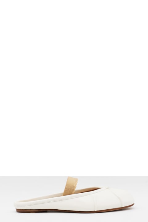 Maison Margiela for Women Maison Margiela White Mule Tabi Leather Flats
