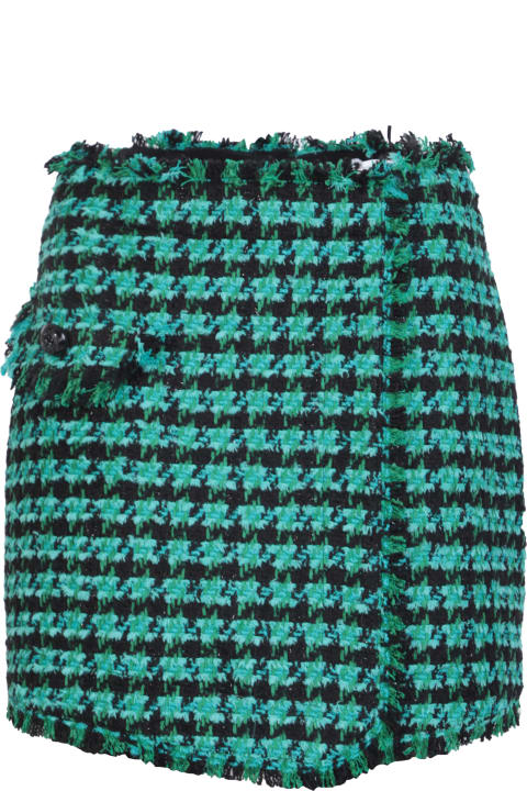 Fashion for Women MSGM Tweed Houndstooth-pattern Emerald Green Shorts