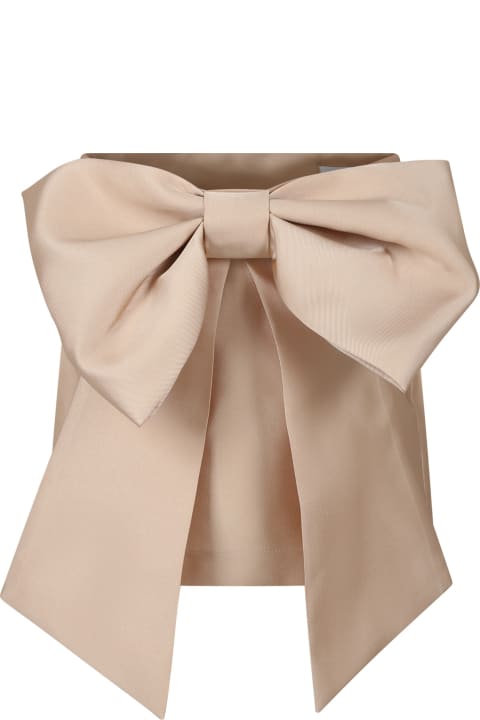 Beige Skirt For Girl With Bow