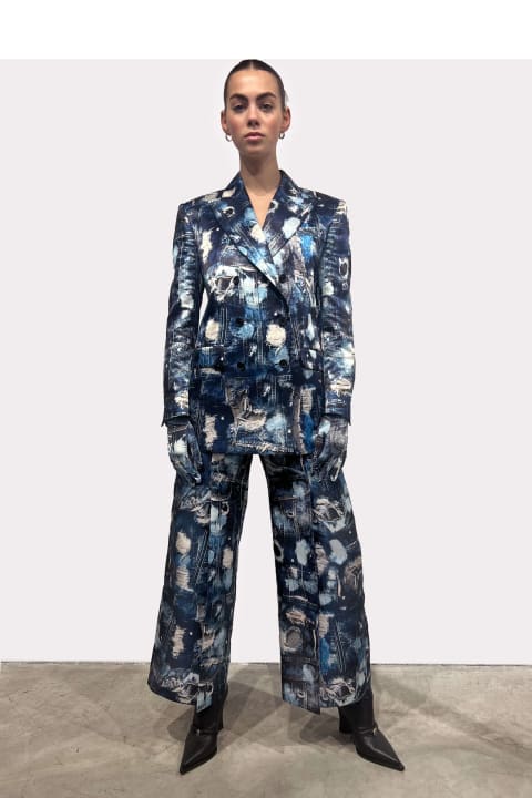 John Richmond Clothing for Women John Richmond Cropped Trousers With Wide Leg And Iconic Runway Denim-effect Pattern.