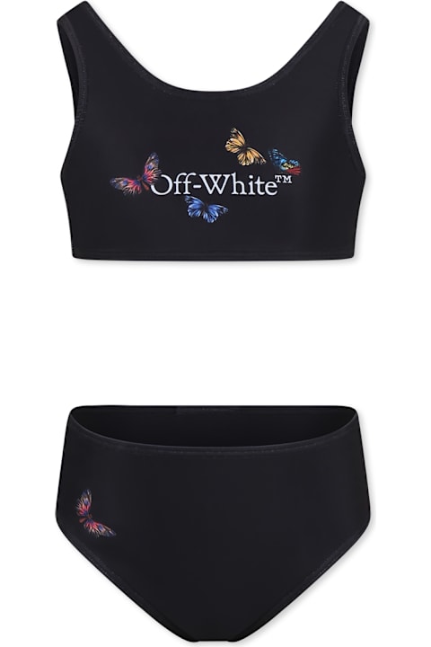 Off-White Swimwear for Girls Off-White Black Bikini For Girl With Logo