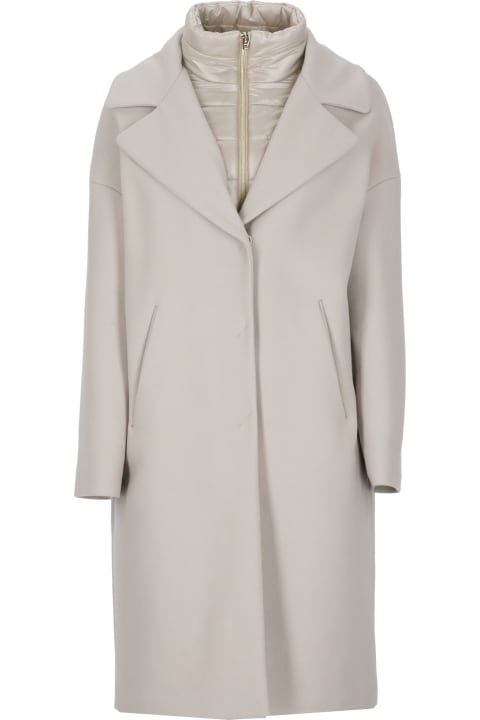 Homeware Herno Padded-collar Single-breasted Long Sleeved Coat