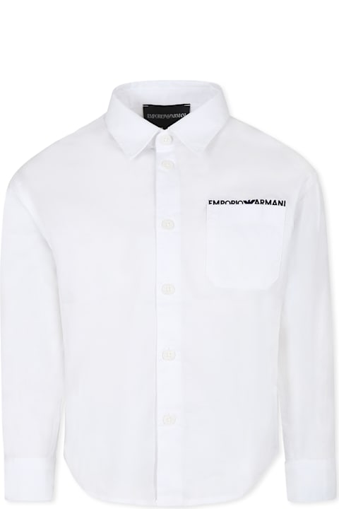 Emporio Armani Shirts for Boys Emporio Armani White T-shirt For Boy With Logo