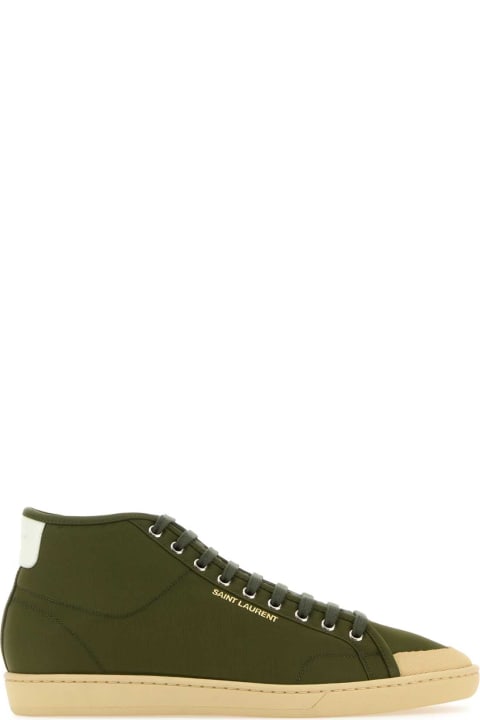 Saint Laurent Shoes for Men Saint Laurent Olive Green Nylon Court Classic Sl/39 Sneakers