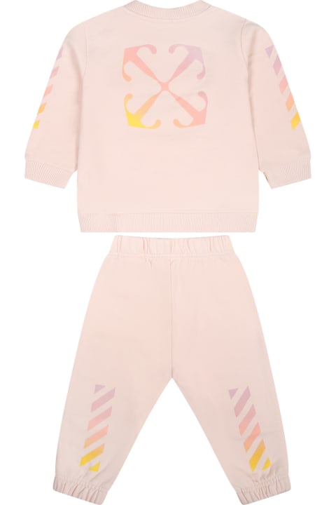 ベビーボーイズ Off-Whiteのボトムス Off-White Pink Set For Baby Girl With Logo