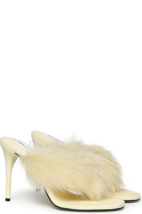 Homeware Alaia Leather And Shearling Flip-flop Mules