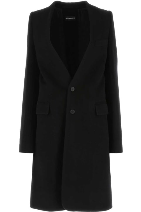 ウィメンズ新着アイテム Ann Demeulemeester Black Wool Blend Celine Coat
