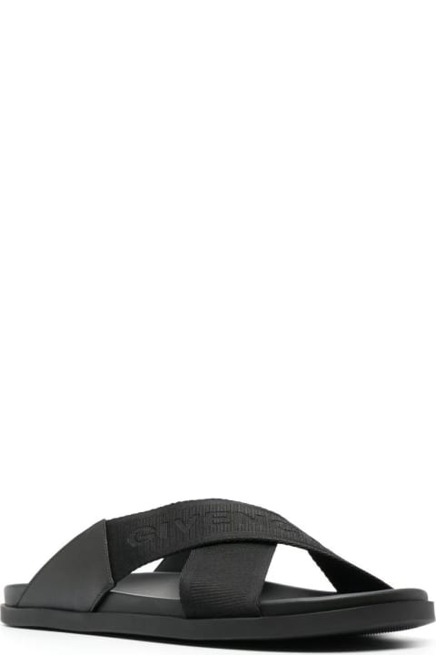 Other Shoes for Men Givenchy Black G Plage Flat Sandals With Cross Webbing