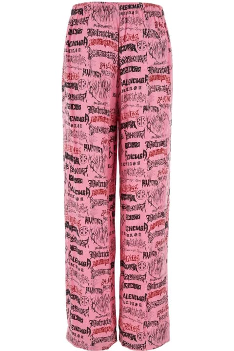 Pants for Men Balenciaga Printed Viscose Wide-leg Pant