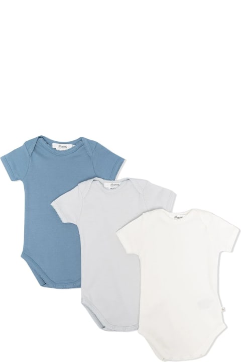 Bodysuits & Sets for Baby Boys Bonpoint 3 Body Pack In Light Blue And White Cotton