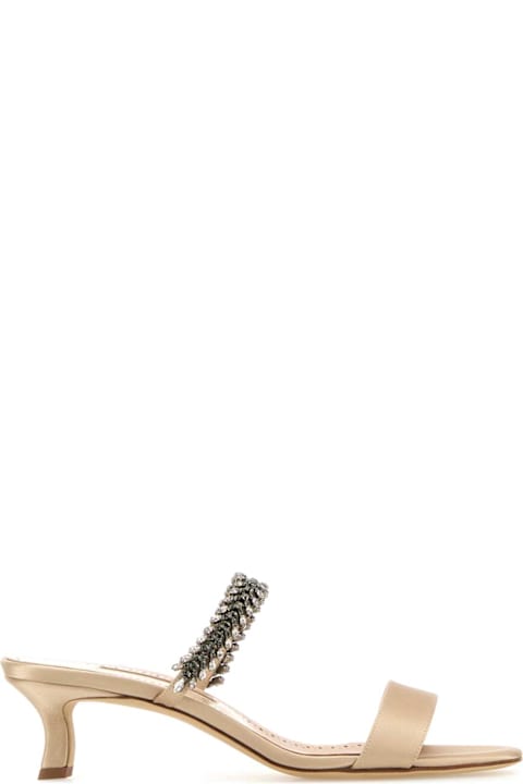 Manolo Blahnik لـ Kids Manolo Blahnik Nude Satin Kifasan Mules