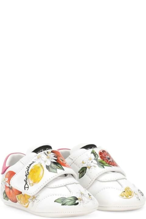 メンズ新着アイテム Dolce & Gabbana Printed White Nappa Sneakers