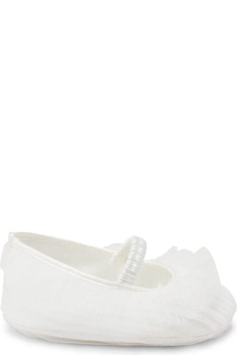 Shoes for Baby Girls Monnalisa White Ballet Flats With Ruches In Polyamide Baby