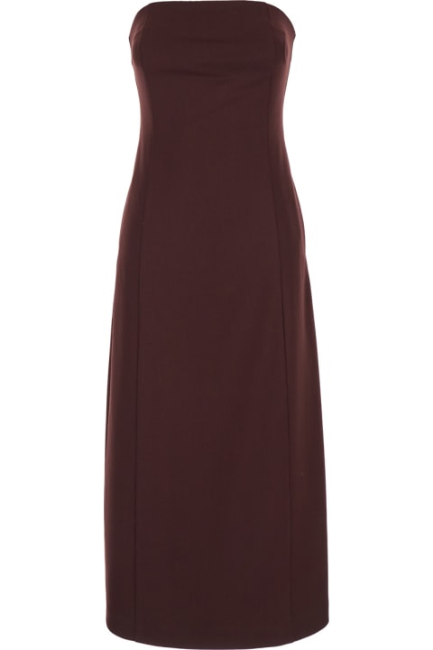Homeware SEMICOUTURE Bordeaux Sleeveless Midi Dress With Bustier-style Neckline In Wool Blend Stretch Woman