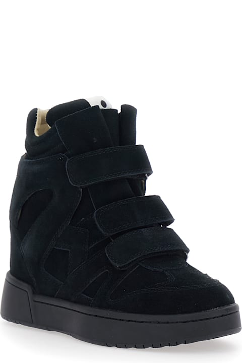 Isabel Marant Sneaker With Insert Design And High Wedge Heel In Black Leather For Women