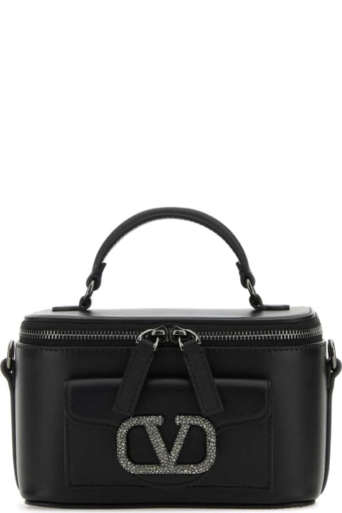 Valentino Garavani Women Valentino Garavani Black Leather Mini Locã² Handbag
