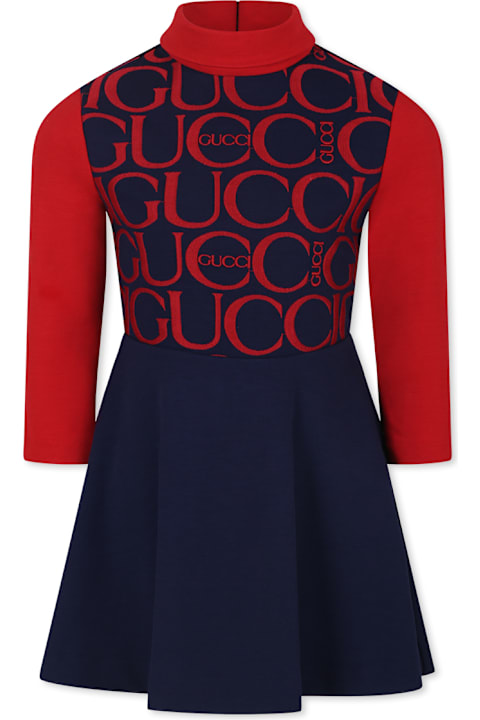 Dresses for Girls Gucci Blue Dress For Girl With Gucci Magazine Logo