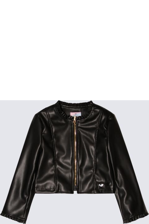 Chiara Ferragni Coats & Jackets for Girls Chiara Ferragni Black Cotton Casual Jacket