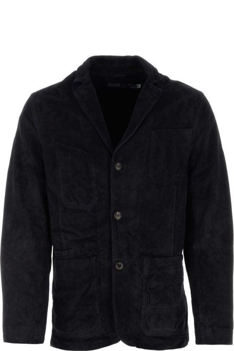 Polo Ralph Lauren Coats & Jackets for Men Polo Ralph Lauren Midnight Blue Suede Blazer
