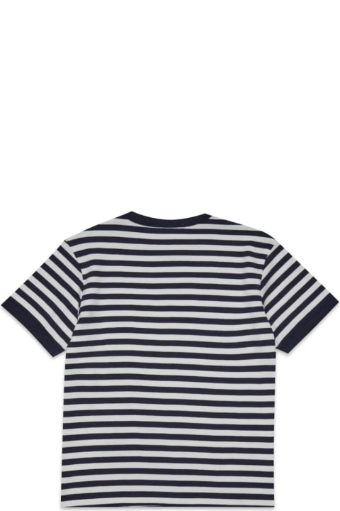 Max&Co. Kids Max&Co. White And Blue Striped T-shirt With Logo