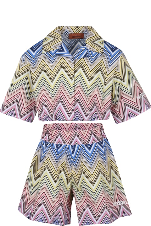 Jumpsuits for Girls Missoni Multicolor Suit For Girl With Chevron Pattern